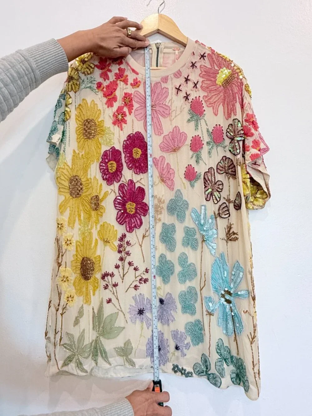 NWT Free People Jewel Beaded Floral Mini Dress Embellished Boho Sequin Size S - Picture 5 of 8